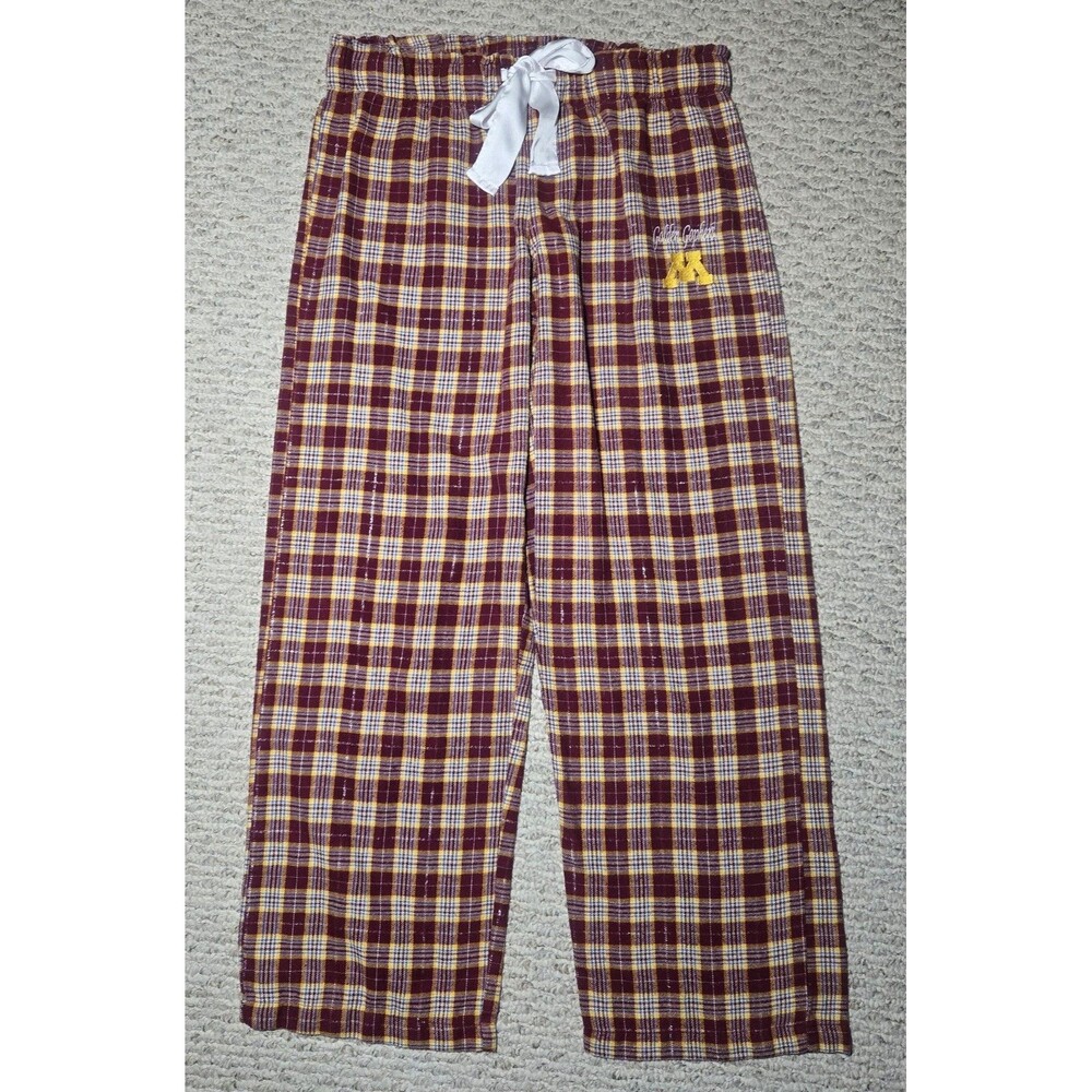 Minnesota Golden Gophers Sleep Pajamas Pants Maroon Gold Plaid Women's Medium